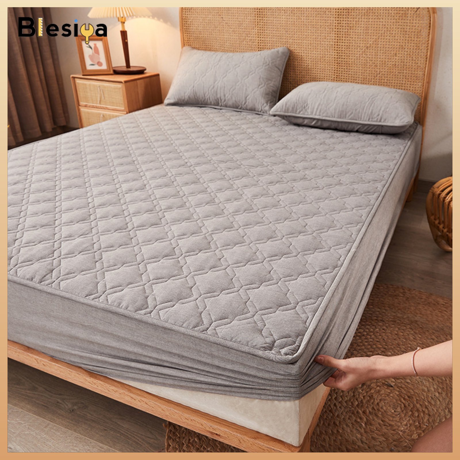 Blesiya Solid Color Quilted Waterproof Mattress Protector Dust Proof Waterproof Fitted Mattress Pad Machine Washable Padded Cotton Bed Cover Thickened for Babies, Toddlers, Hotel, Guesthouse ราคา 3,850 บาท*ส่งฟรี