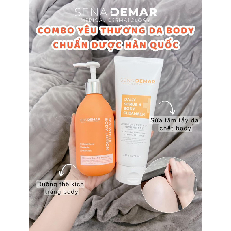 Combo kem body senademar 300ml và sữa tắm tẩy da chết senademar 200g hạn 2026 (tặng Mặt Nạ Rwine Bea