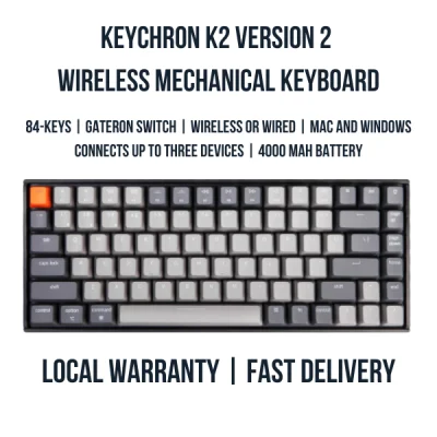 Keychron K2 V2 Wireless Mechanical Keyboard - Suitable for Apple Mac / MBP / iPad, Windows, iPhone and Android