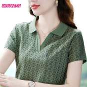 Women's POLO Printed Short Sleeve Stylish Pullover Shirt