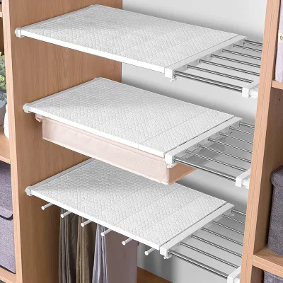 Adjustable Wardrobe Organizer Storage Shelves Clothes Shoes Rack Space Saving Closet Decorative Shelf Cabinet Holders