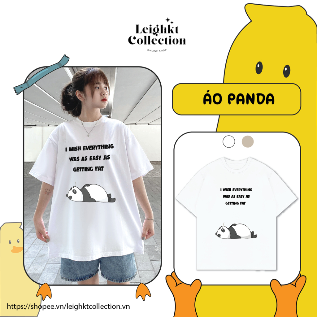 Áo Thun Gấu Trúc Panda Dáng Rộng, Áo Phông Unisex Tay Lỡ Chất Liệu Cotton Thoáng Mát