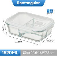 BM Glass Lunch Box for Adult Glass Food Container with Cover Microwaveable Food Container Storage Transparent