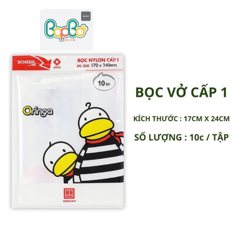 Bọc vở nilon trong suốt ô ly - văn phòng phẩm - 1 tập / 10 bọc - cấp 1 - bọc vở trong suốt cho bé - BOPBO STORE