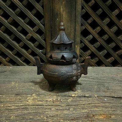 Lư hương gang, phòng khách gia đình, phòng ngủ, lò đốt gỗ đàn hương trong nhà cổ, hội trường Phật thủ công trầm hương, lư hương trà đạo Phật