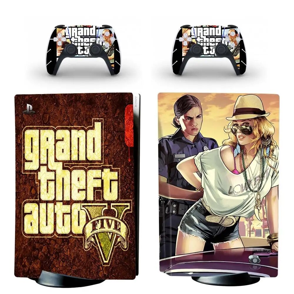 【HOT】 Grand Theft Auto V Gta 5 Ps5 Standard Disc Skin Sticker Decal Cover For 5 Console And Controllers Ps5 Skin Sticker
