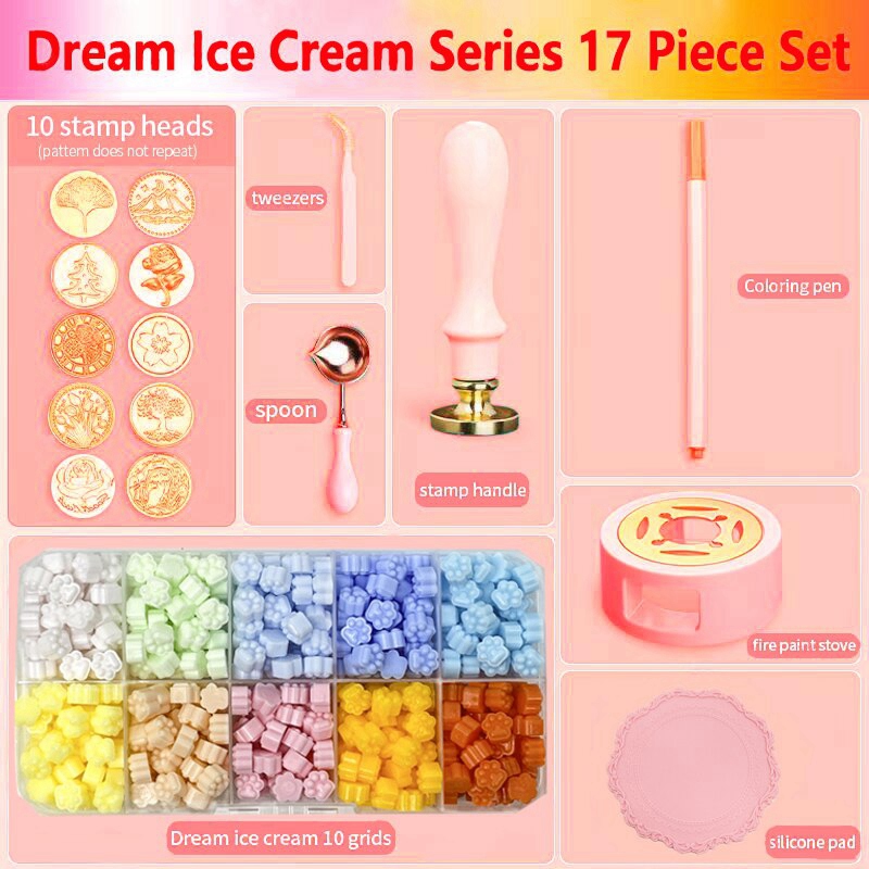 Wax Seal Stamp Kit 17Pcs, Heater, Coloring Pen, Perfect Decoration for Wedding Invitations for Gift and Craft