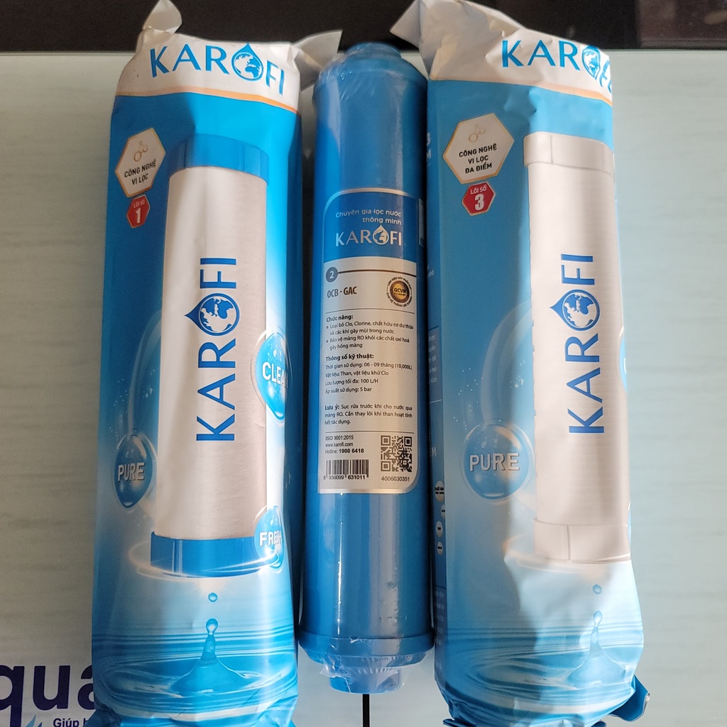 Bộ 3 lõi lọc 123 karofi mẫu mới có lõi gac