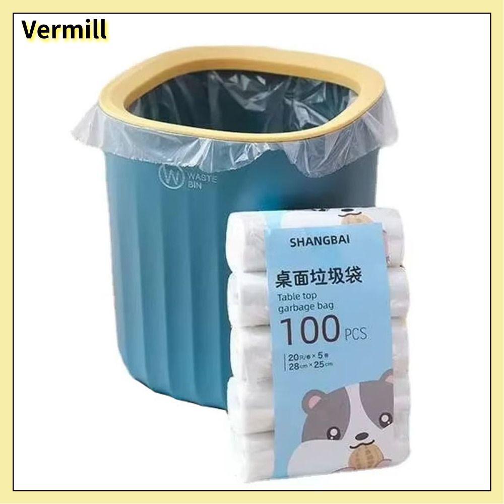 VERMILL Dày Túi rác mini Nhỏ 100 miếng Túi đựng rác Di động Dùng một lần Túi rác để bàn dùng cho bàn