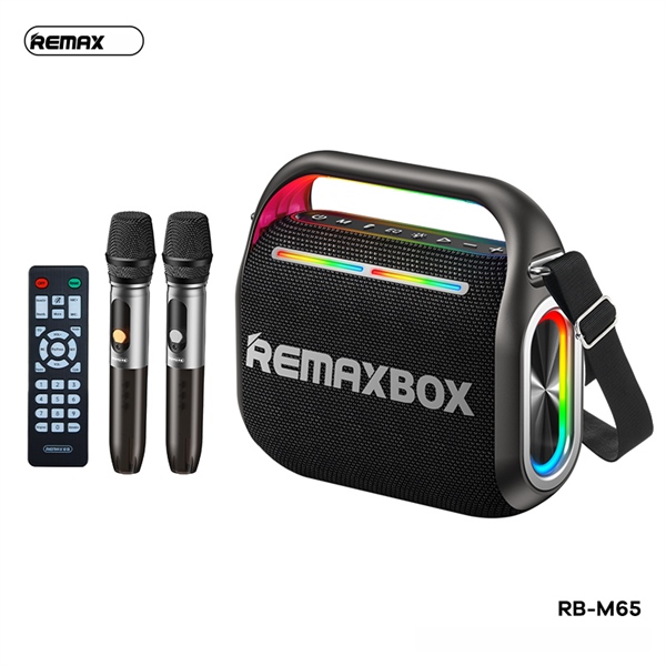 ֎[REMAX RB-M65] Loa bluetooth karaoke V5.4 12000mAh 100W 2 mic(5000g) - Đen