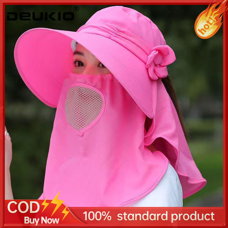 DEUKIOOutdoor face covering, sun hat, large brim, sun protection, cycling sun hat ราคา 143 บาท*ส่งฟรี
