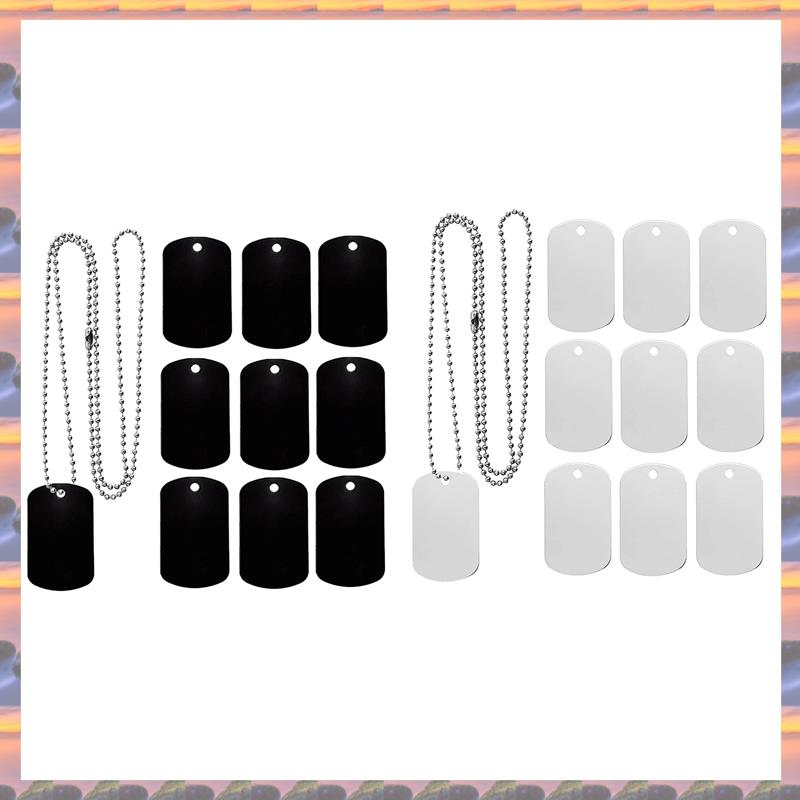25 Pack Aluminum Blank Dog Tags for Laser-Engraving with 24 Inches of Stainless Steel Ball ChainExcellent
