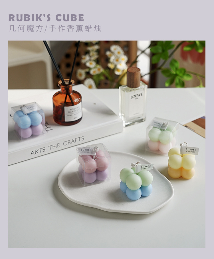 Ins small bubble cube candle room decors aesthetic aromatic and decorative  scented candles creative souvenirs for wedding guests