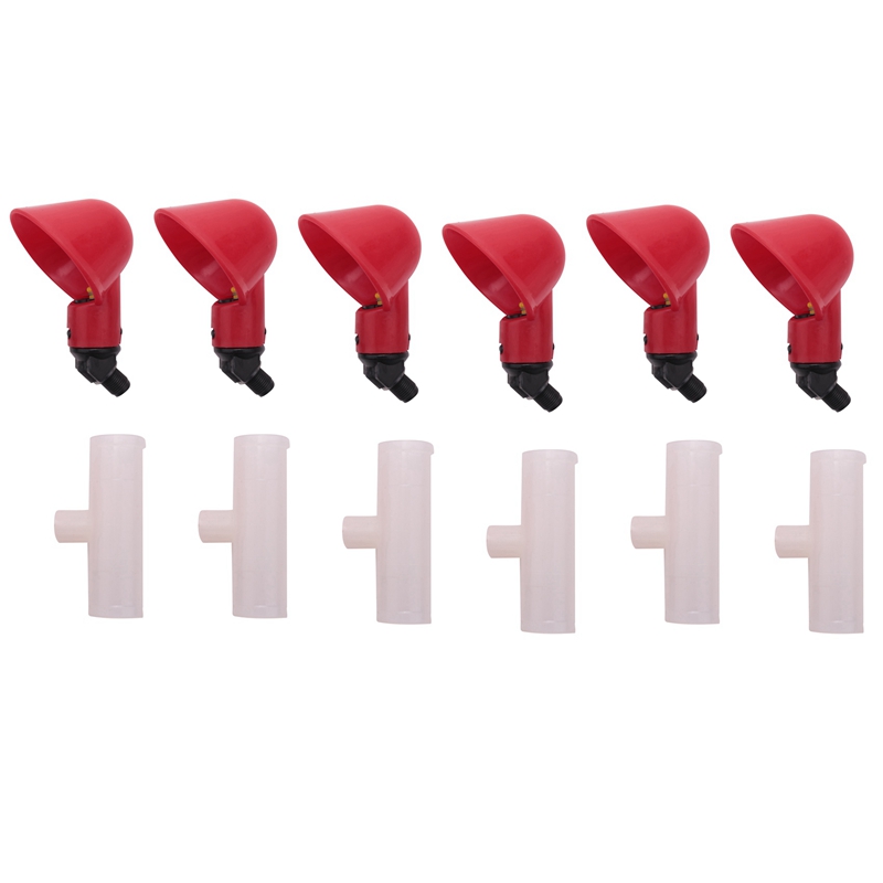 (OFWM) Chicken Waterer Cups, Chicken Waterer Feeder Tee Fittings, Automatic Chicken Waterer for Chicken Ducks Quail 30Pcs