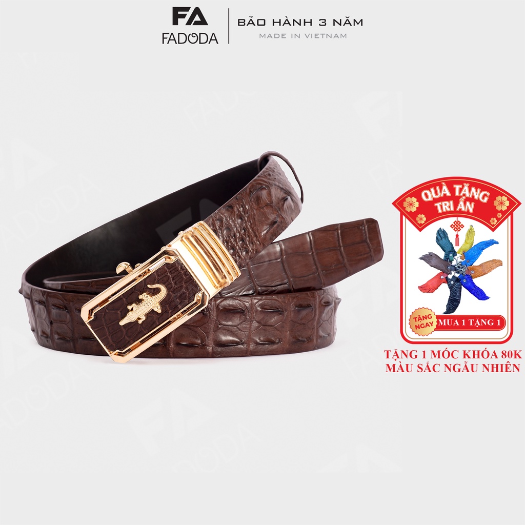 Thắt lưng da cá sấu fa do da fcb02gn dây ghép bản rộng 3.5 cm