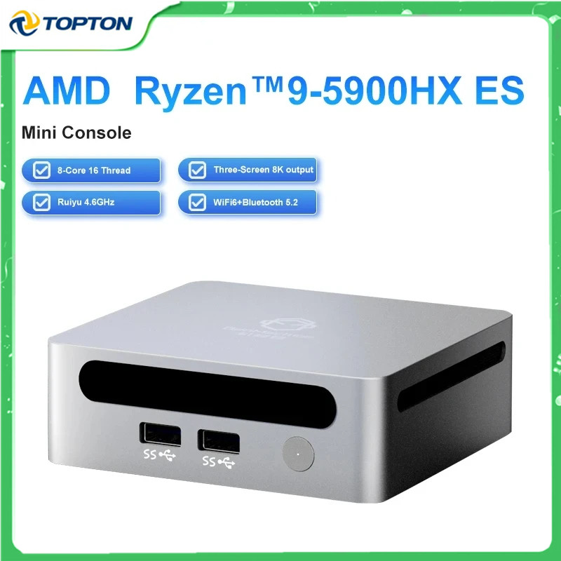 2024 Cheap Mini PC AMD Ryzen 9 5900HX ES Windows 11 Pro DDR4 3200MHz NVMe SSD Mini Computer Gamer PC Office 3x4K HTPC WiFi6 ราคา 6,242 บาท*ส่งฟรี