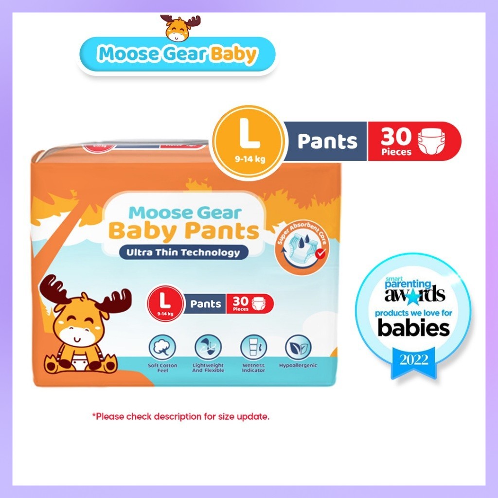 Moose Gear Baby Pants Diaper 30pcs Hypoallergenic Super Absorbent No Leaks Extra soft & lightweight ...