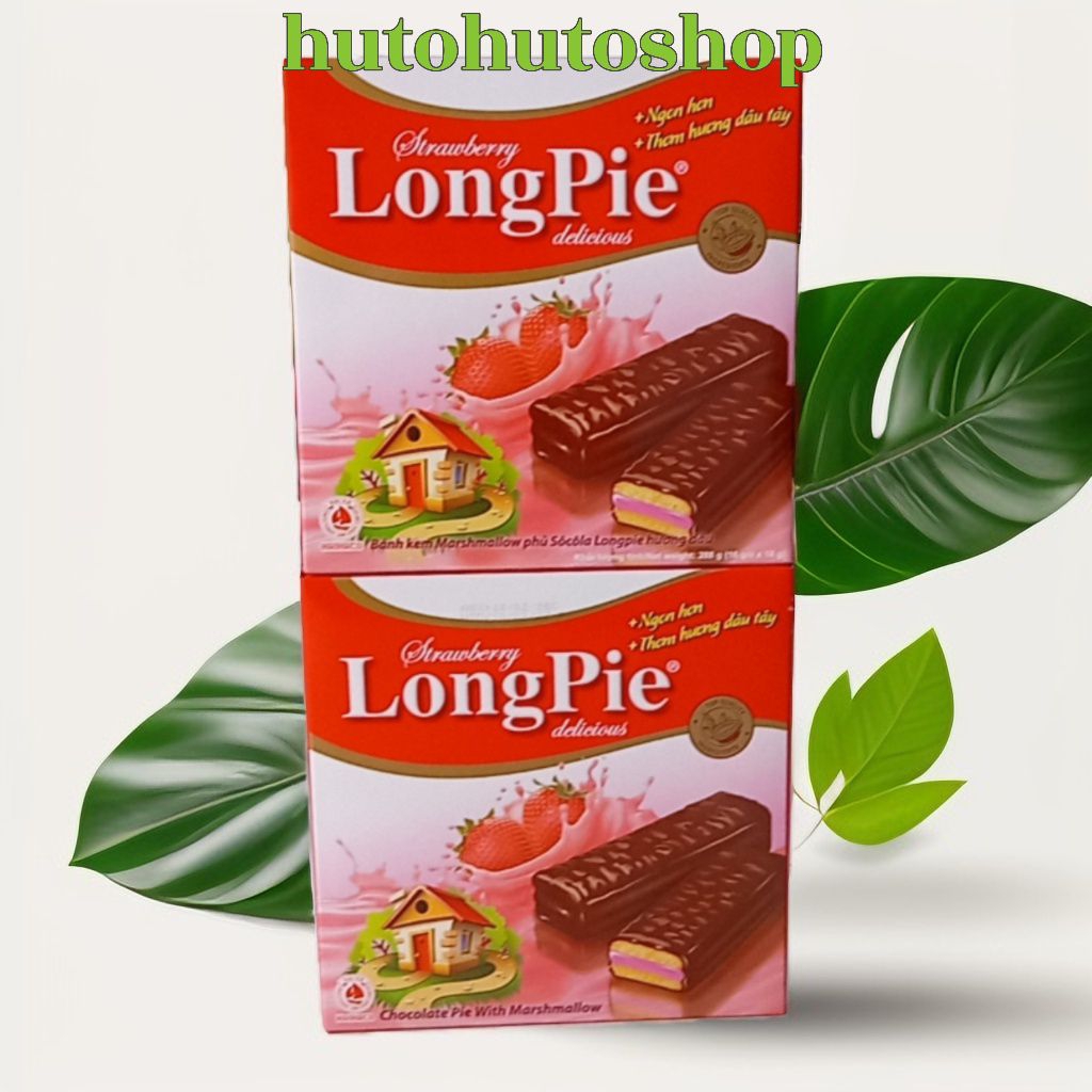 Combo 2 Hộp Bánh Longpie Hải Hà 288g - Thơm Ngon Với Kem Sô Cô La Vị Dâu - Sản Xuất Tại Việt Nam -