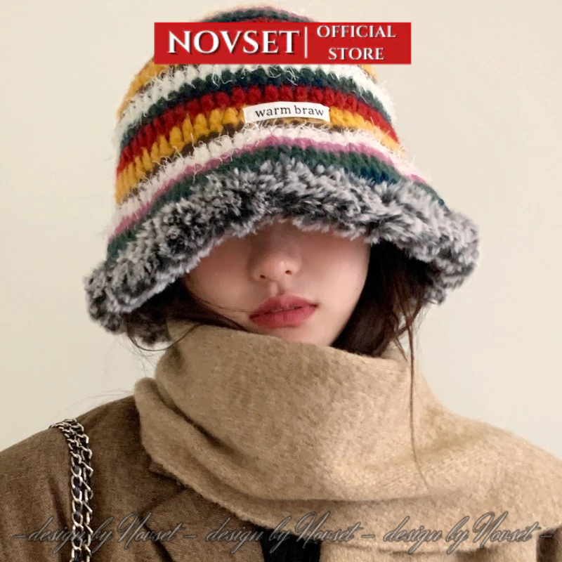 Mũ len nữ thổ cẩm cao cấp NOVSET Mũ len tiểu thư cho nàng thêm xinh