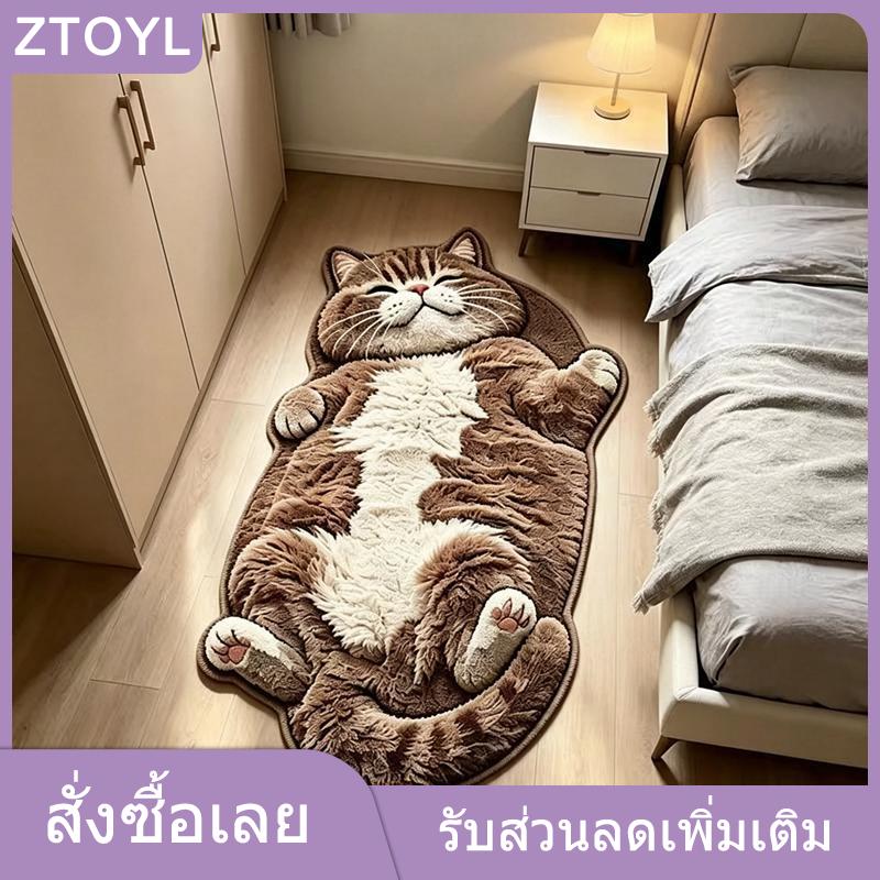 ZTOYL GUCHEN พรมปูพื้นรูปแมวการ์ตูนกันลื่นกันรอยเปื้อนสำหรับห้องนั่งเล่นห้องนอนหอพักตกแต่งบ้าน