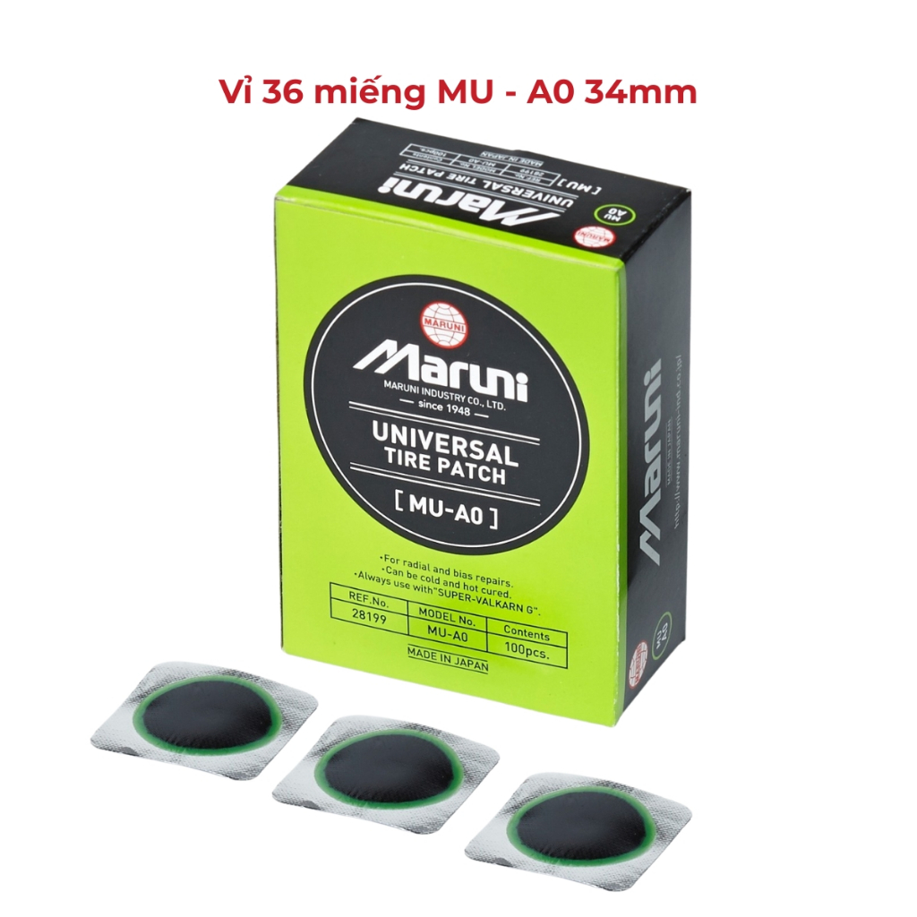 Vỉ 36 Miếng Vá Lốp Maruni MU-A0 Tròn 34mm Giá 97,000 Đồng*Miễn phí vận chuyển
