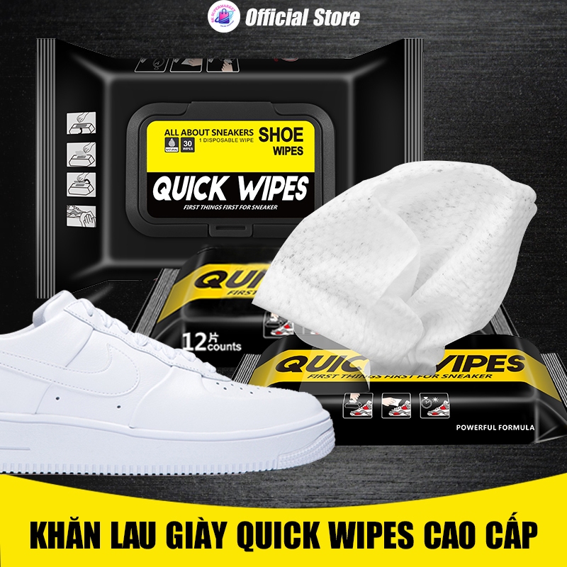 Khăn lau giày sneaker Quick Wipes 12/30 khăn vệ sinh giày siêu tốc dùng cho cả giày thể thao, giày đá bóng, giày da