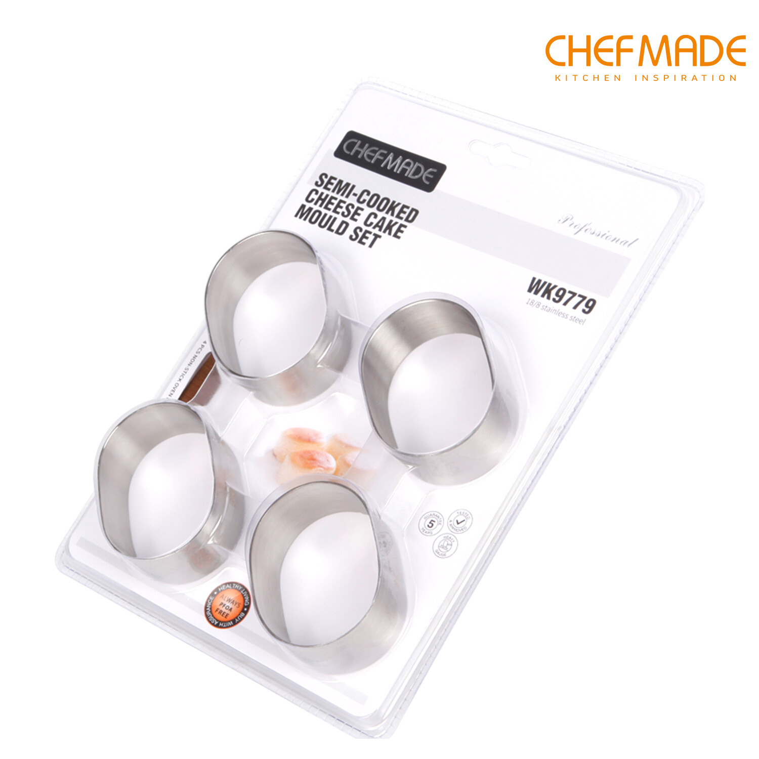 CHEFMADE พิมพ์มูสเค้ก พิมพ์ชีสกึ่งสุก 4ชิ้น พิมพ์เค้กมูสรูปวงแหวน พิมพ์วงแหวน ​Non-Stick mousse ring ราคา 399 บาท*ส่งฟรี