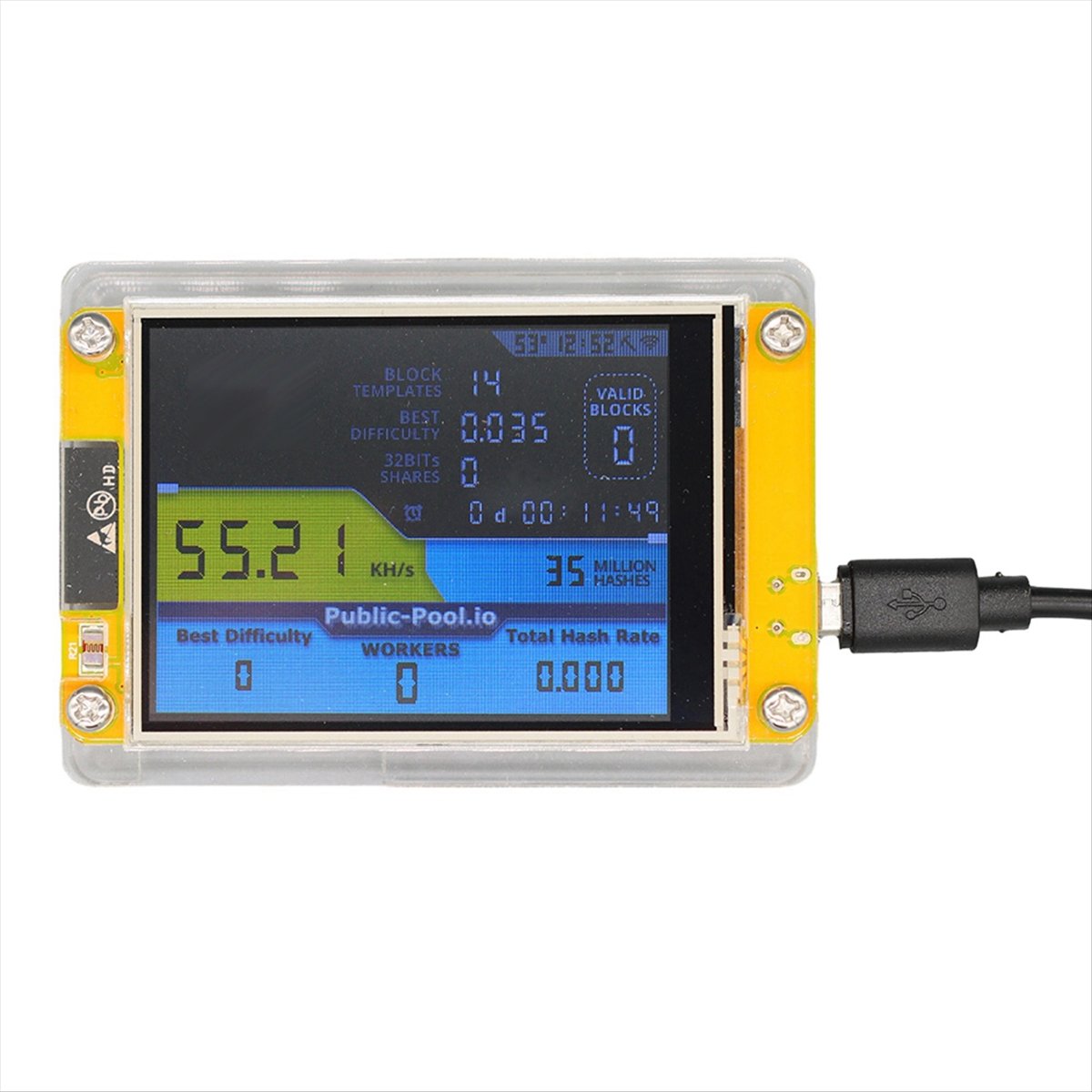 V2 2.8 Inch Display Screen BTC Solo Lottery Miner Crypto Solo Mining Machine 49K Hashrate