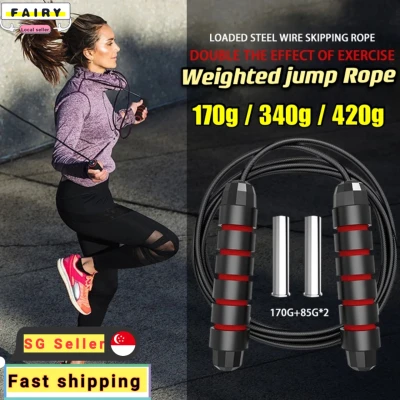 (SG Seller) Weighted Professional Crossfit Jump Rope Tangle-Free Jumping Rope Adjustable Skipping Rope Speed Crossfit Gym Workout Exercise Jump rope