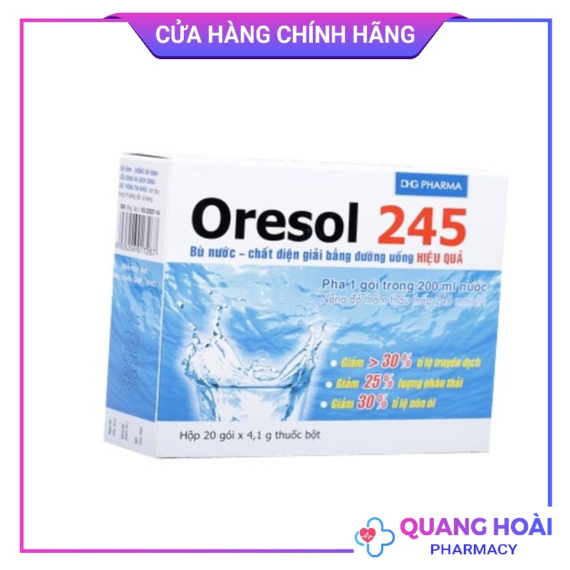Oresol 245 bù nước điện giải cho cơ thể ( hôp 20 gói )