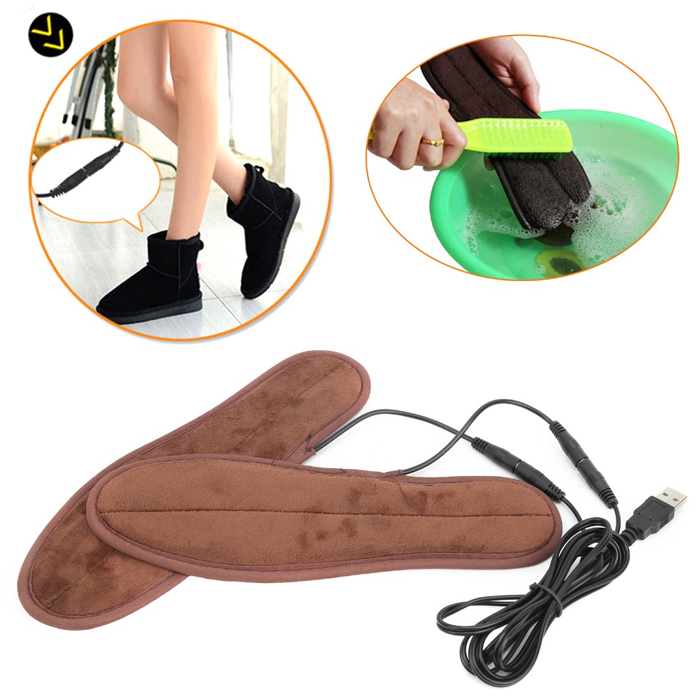 A5TG 1 Pair Làm nhanh Đế lót giày sưởi ấm chống thấm nước Nhung ngắn mềm mại 37-38 Đế lót giày có sưởi Bền bỉ Có thể giặt Đế giày điện sạc lại Mùa đông