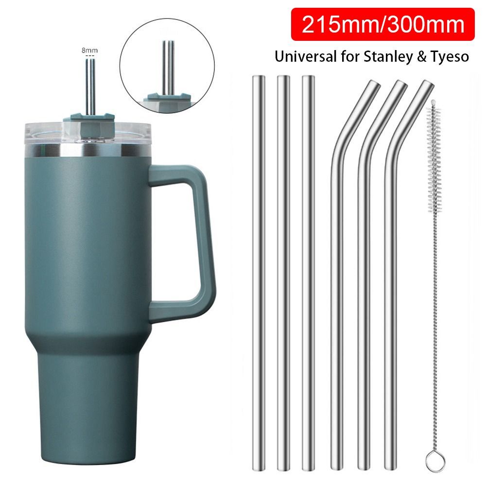 KKOOPPEE 1Pcs Uốn cong thẳng Ống hút bằng thép không gỉ Bạc Uống Ống hút cốc Bền Tái sử dụng Ống hút thay thế Cho Stanley cốc tyeso 30oz 40oz