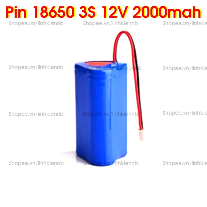 Pin 18650 12v 2000mah dùng cho loa, đèn có mạch bảo vệ sạc xả