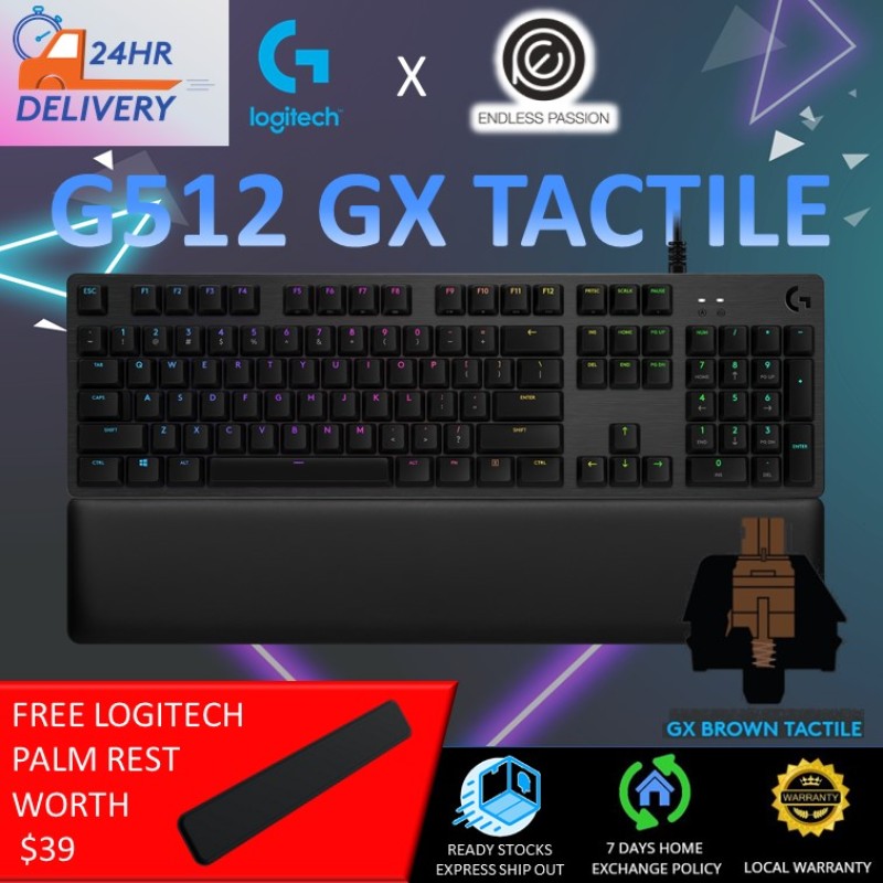 Logitech G512 Carbon RGB Mechanical Gaming Keyboard (FREE WRIST REST) [24 hours delivery] Singapore
