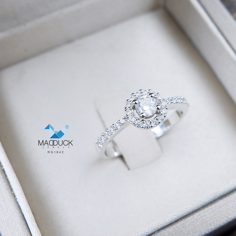 แหวน madduckjewels RG1642 เงินแท้ 925 CZ / โมอิส (Moissanite) / เพชรแลป (Lab Grown) ชุบโรเดียม แต่งงาน หมั้น ราคา 3,980 บาท*ส่งฟรี