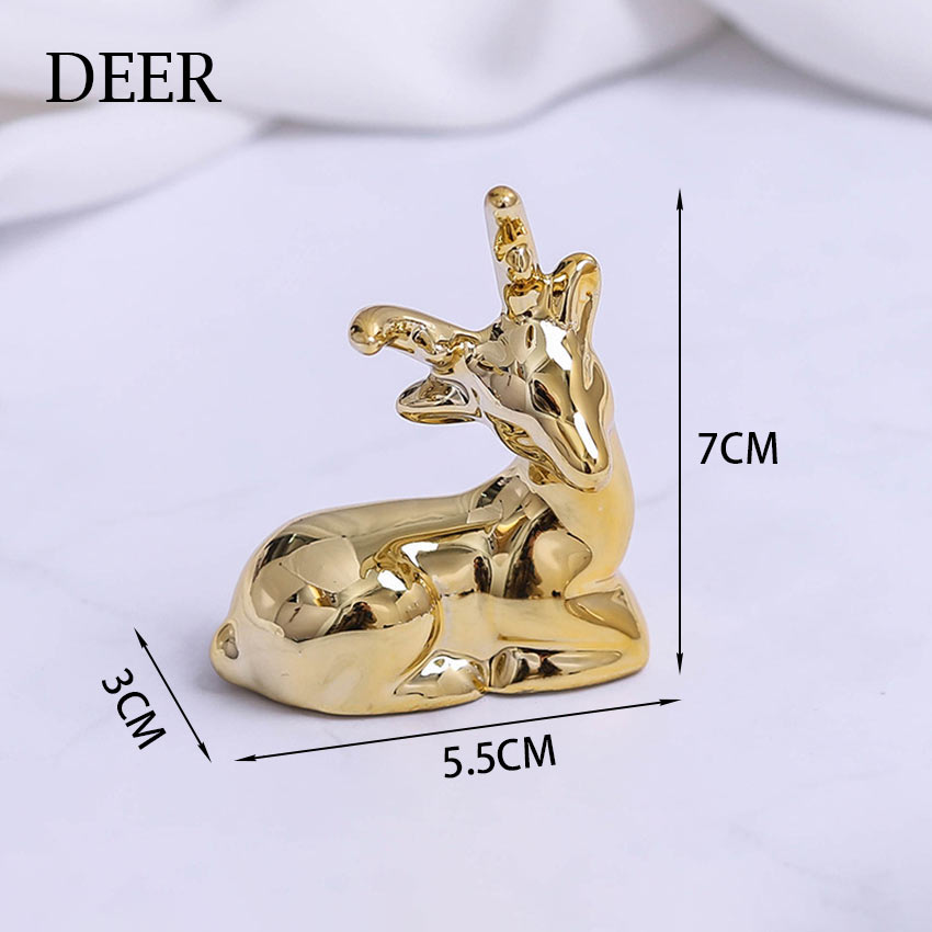 Ins Ceramic Crafts Modern Miniature Home Decor Gift Figurine Nordic Desktop Placement Room Decoration Animal Styling Golden Ornaments