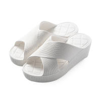 IELGY EVA Round Head Slippers Womens Outer Wear Cross with Wedge Heel High Heel Korean Version Sandals