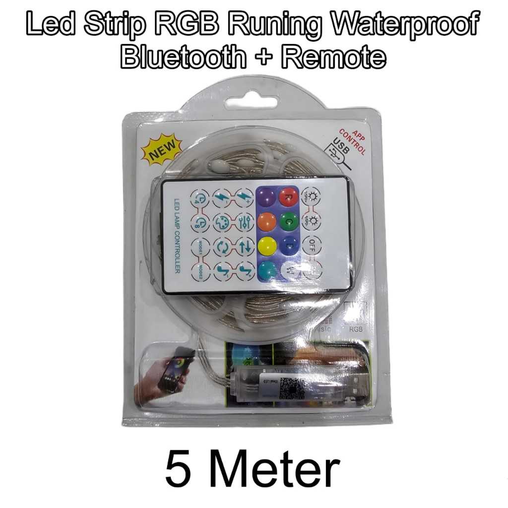 Lampu LED Strip Running RGB Smart App 5 meter 10 Meter Bluetooth Remote USB Plug Waterproof Dekorasi Kamar Natal Tahun Baru Acara Pesta Ultah Kemerdekaan 17 Agustus Konten