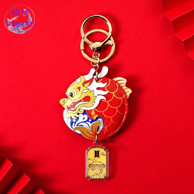 🔥EQ18 2024 rồng năm Cá Nhảy rồng cổng vàng lá mặt dây chuyền móc khóa cá rồng Ba lô phụ kiện mặt Dây Chuyền Rồng quà tặng năm mới