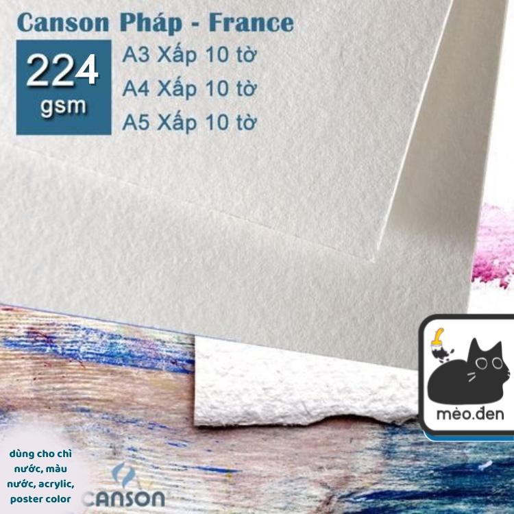 Giấy vẽ màu nước canson pháp nhập khẩu dày 224gsm - hoạ cụ hakuart