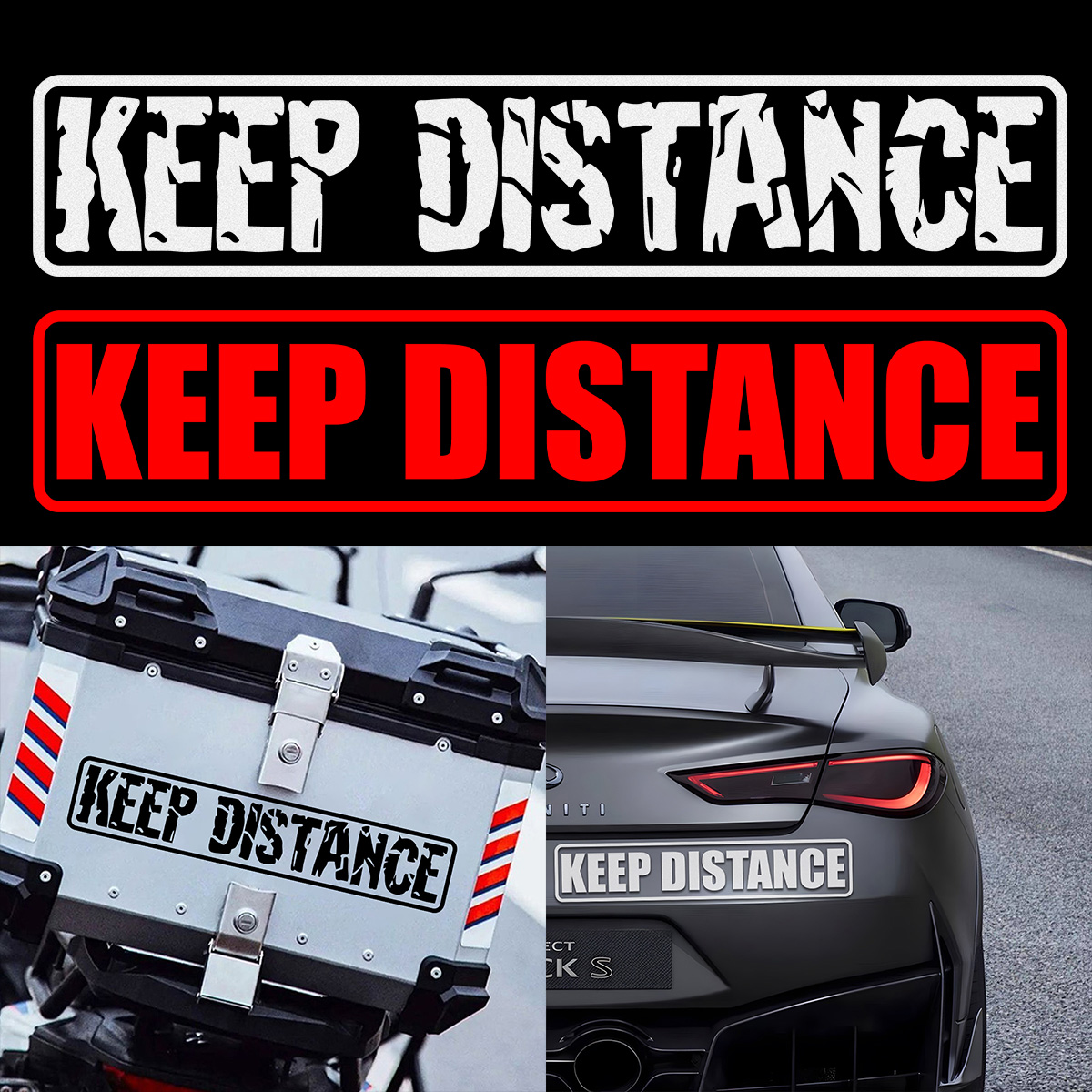 Keep Distance Stickers Car Decoration Logo Car Styling Car Sticker Vinyl Reflective for Mitsubishi Jeep Toyota Bmw Byd Honda ราคา 68 บาท*ส่งฟรี