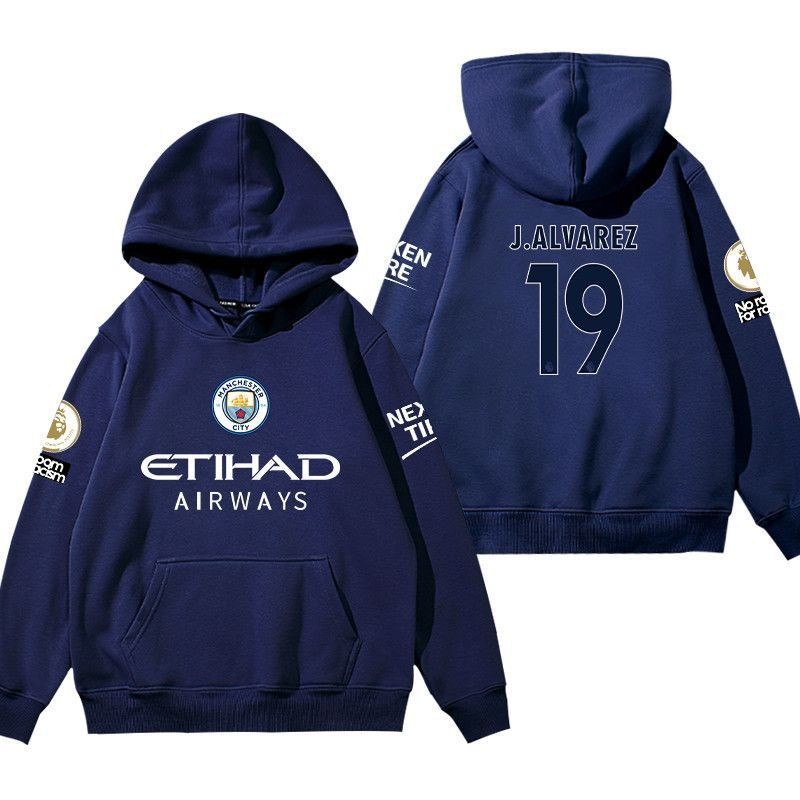 Quảng Đông M♢Áo Khoác Hoodie Thời Trang Cho Nam Nữ 17 De Bruyne No. Áo Khoác Bóng Đá Màu Xanh Dương 