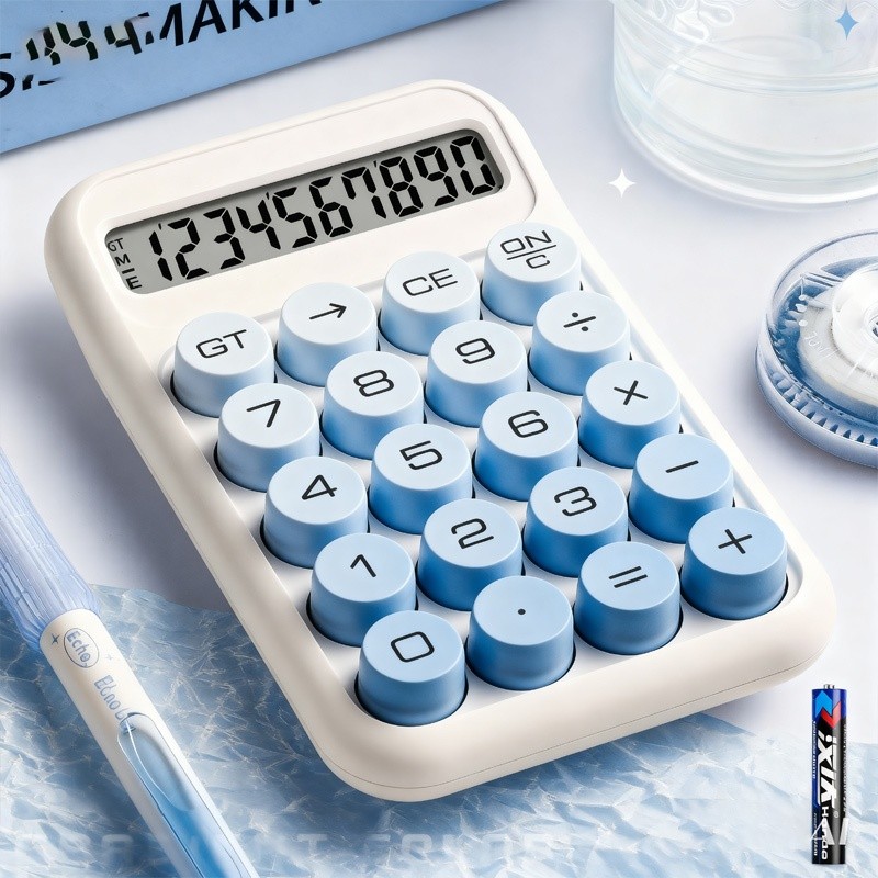 Korean Ins Cute Colorful 10 Digits Big Screen Calculator Gradient Mechanical Button Keys Calculator