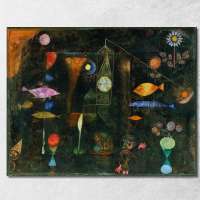 Art reproduction Fish Magic Paul Klee pkl121 รูปติดผนัง ภาพที่มีชื่อเสียง ภาพพิมพ์รายละเอียดคมชัดเทียบเท่าพิพิธภัณฑ์ชั้นนำ ภาพผ้าใบขึงเฟรมไม้แท้ พร้อมแขวน ผลิตในประเทศไทย งานฝีมือคุณภาพอิตาลี