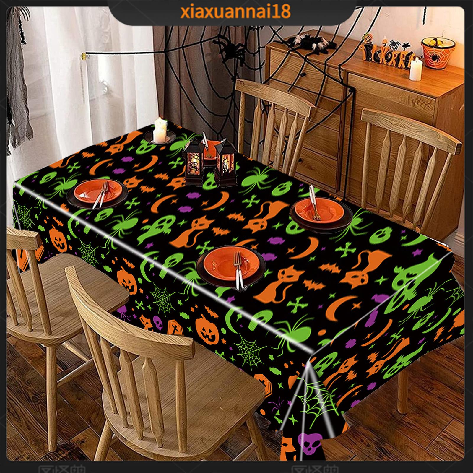 xiaxuannai Halloween Themed Table Cover Halloween Print Tablecloth Spooky Ghost Printed Tablecloth for Halloween Party Decoration Waterproof Creepy Design for Indoor/outdoor Use Perfect Haunted House Backdrop