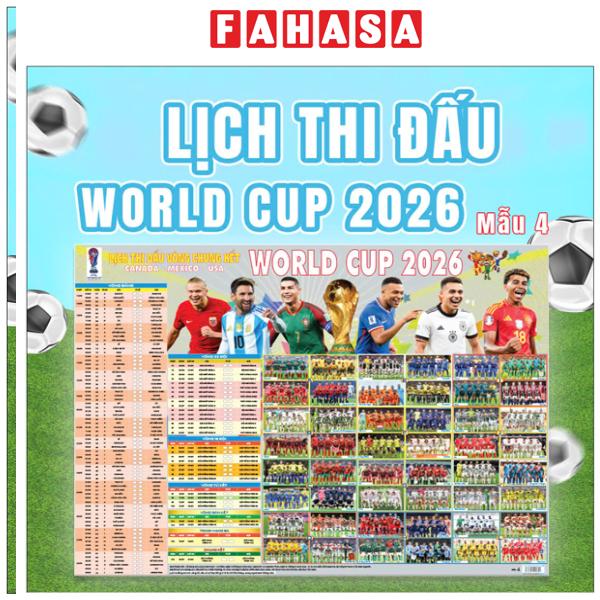 Fahasa - Sách - Poster Lịch Thi Đấu Vòng Chung Kết World Cup 2026 - Kèm Ống - 65 x 86 cm - Mẫu 4