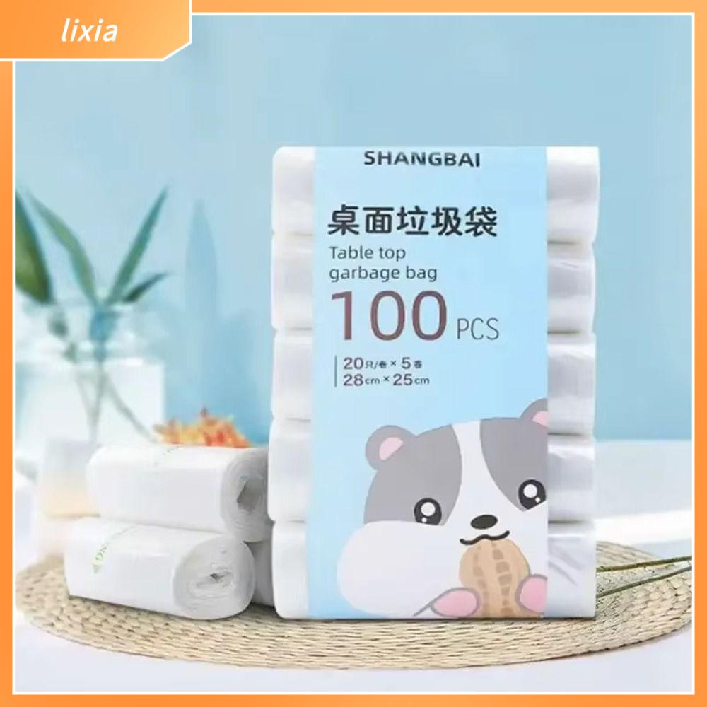 LIXIA 100 miếng Túi rác mini Nhỏ Dày Túi nhựa Bền bỉ Dùng một lần Túi đựng rác dùng cho bàn