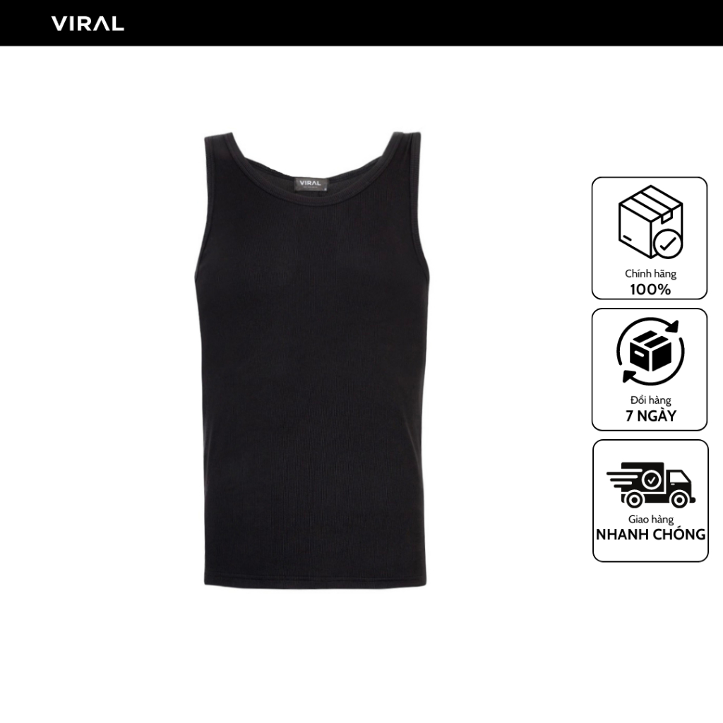 Áo Tank Top Nam Màu Đen Thun Gân - Black Stripe Cotton Tank Top V VRCL VIRAL CLOTHING
