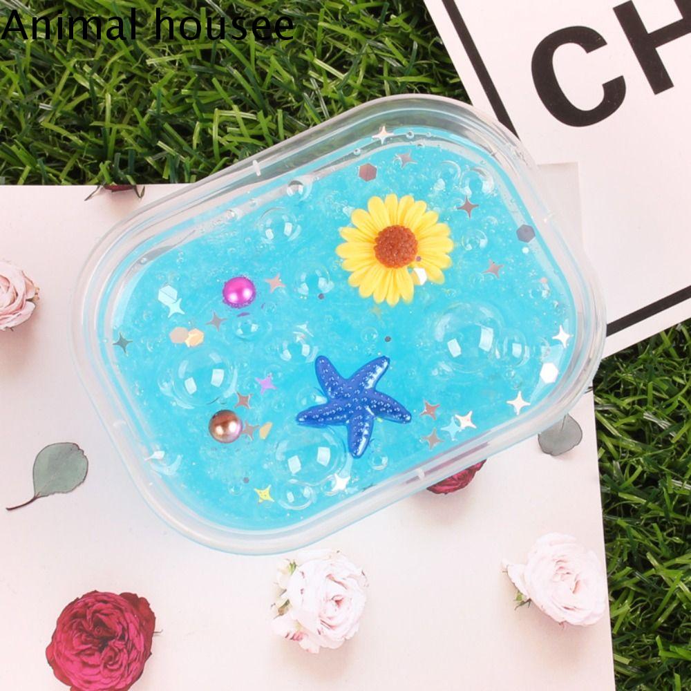 ANIMAL Chất nhờn pha lê Đất Sét Pha lê trong suốt Chất nhờn trong suốt Co giãn mềm mại Bộ làm slimes Đất sét thạch mềm Không dính Đất sét cầu vồng mềm Đồ chơi phát triển