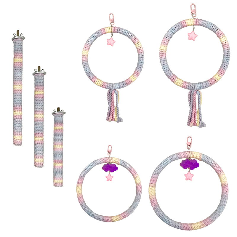 WANGHU Màu bông vẹt cực linh hoạt treo Clip Swing đầy màu sắc cá rô xoay thoải mái chim bông Dây đu vật nuôi cung cấp